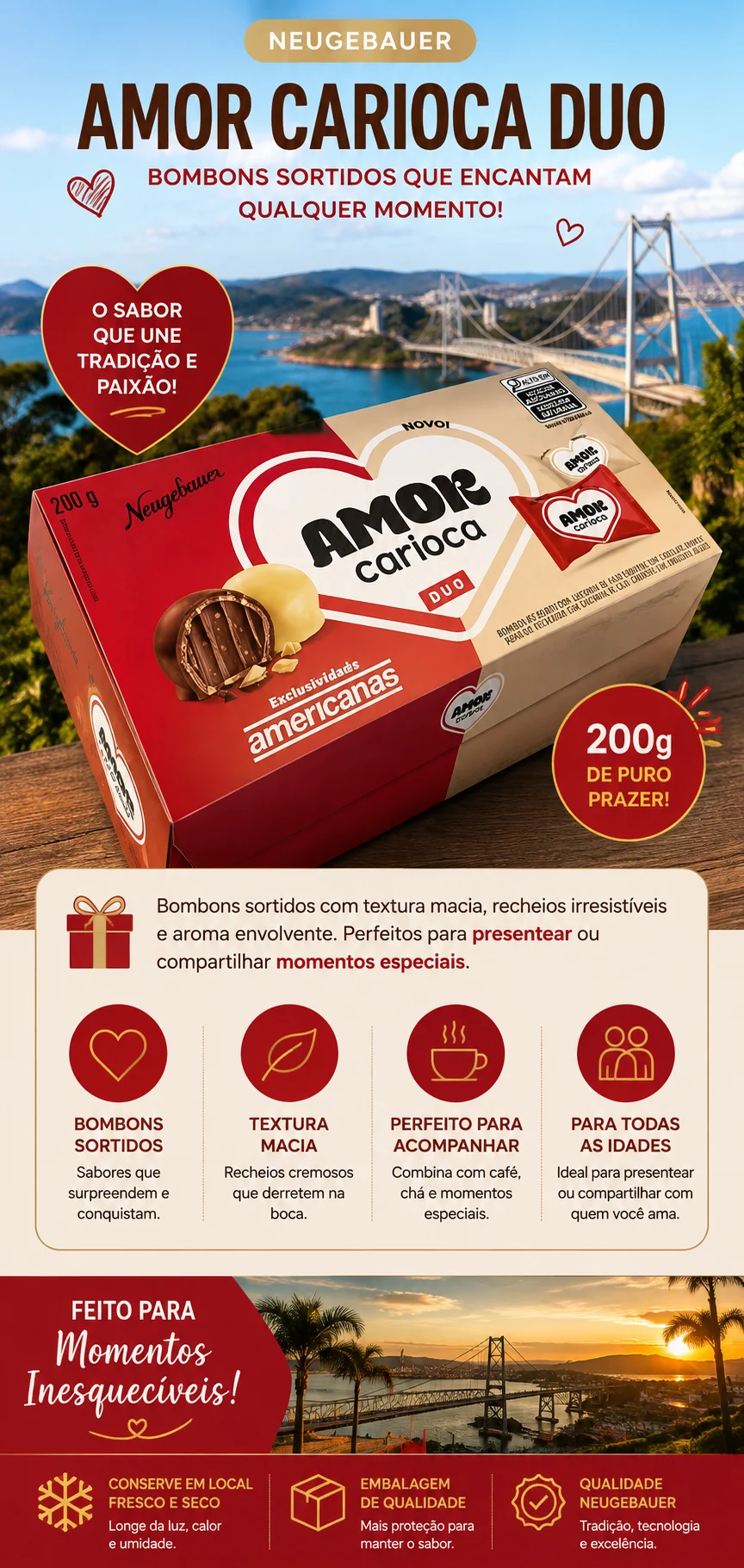 Caixa Bombom Amor Carioca 200g Neugebauer
